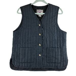 Vintage Sostanza Classic Quilted Puffer Vest Womens Medium 100% Silk Ribbed READ